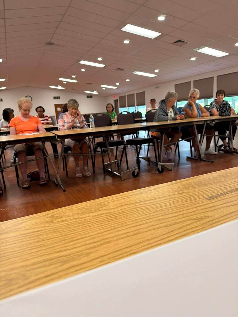 Seniors gathered for a community meeting
